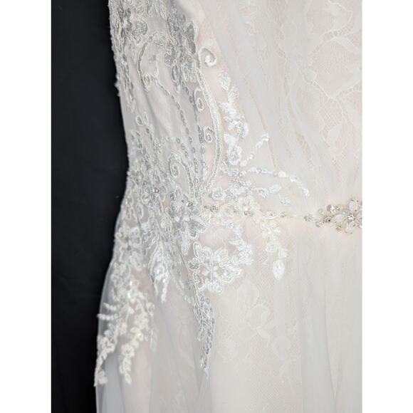 NWT Blush Pink Cross Back Wedding Gown Sz. 14/16 - Picture 6 of 16